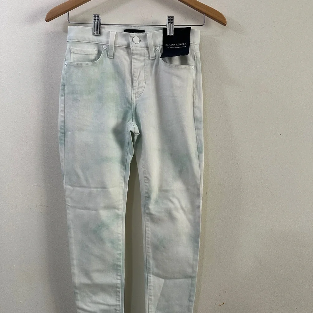 BANANA REPUBLIC Tie Dye Seafoam Mid-Rise Skinny SIZE 26P PETITE 4 Stretch Color - Picture 3 of 12